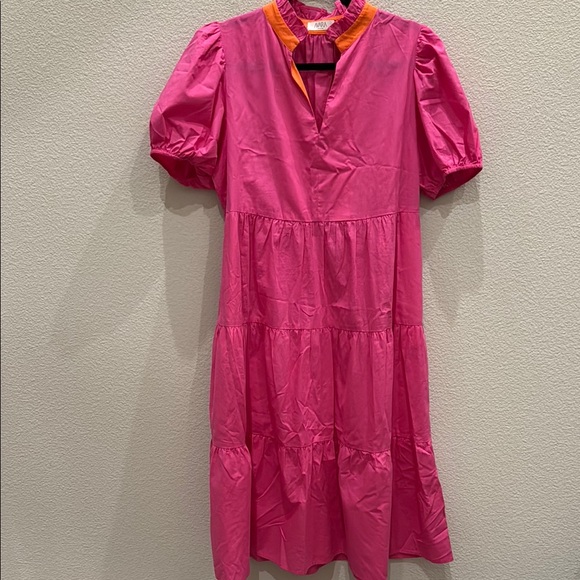 Avara Puff Sleeve Split Neck Maxi Dress Medium EUC - Picture 1 of 4